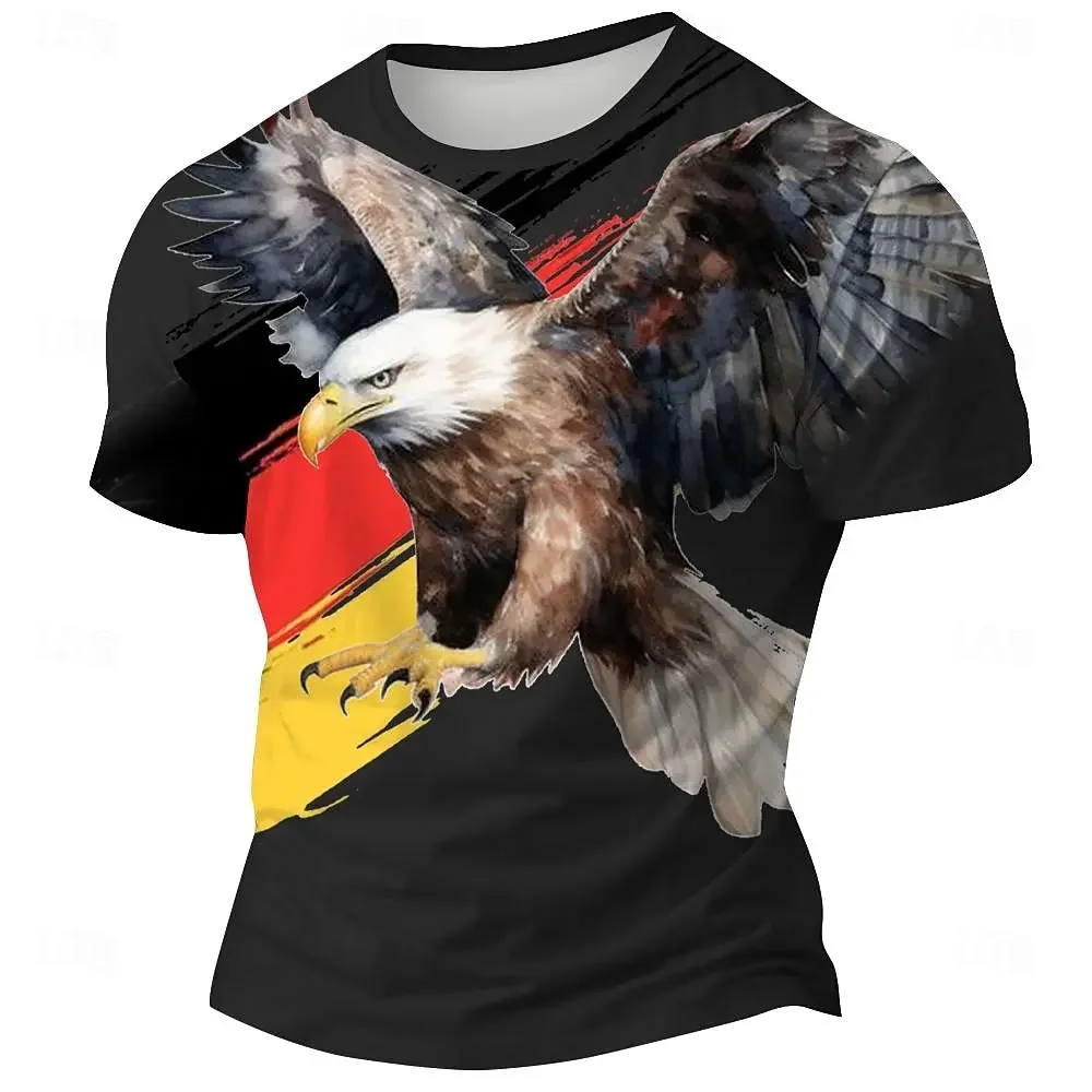 2024 Summer New German Eagle 3d Printed Men's T-shirt Animal Comfortable Breathable Casual Fashion Outdoor Blazer Xxs-6xl