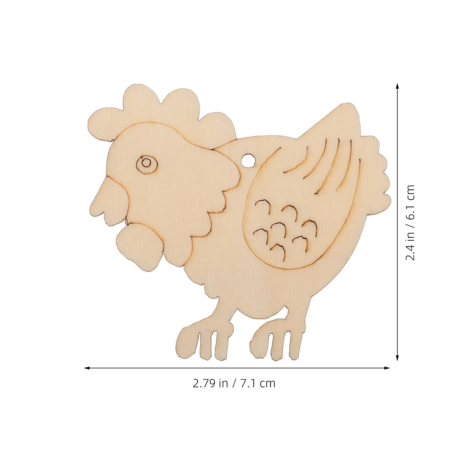 10Pcs Wooden Chicken Cutouts Unfinished Hanging Ornaments for DIY Crafting Children's Creativity Booster Easter Decor