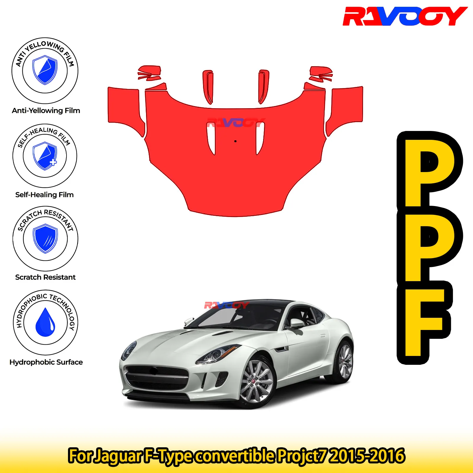 

Для Jaguar F-Type Convertible Projct7 2015-2016 глянцевая матовая черная предварительно вырезанная передняя PPF комплект защитная пленка для краски
