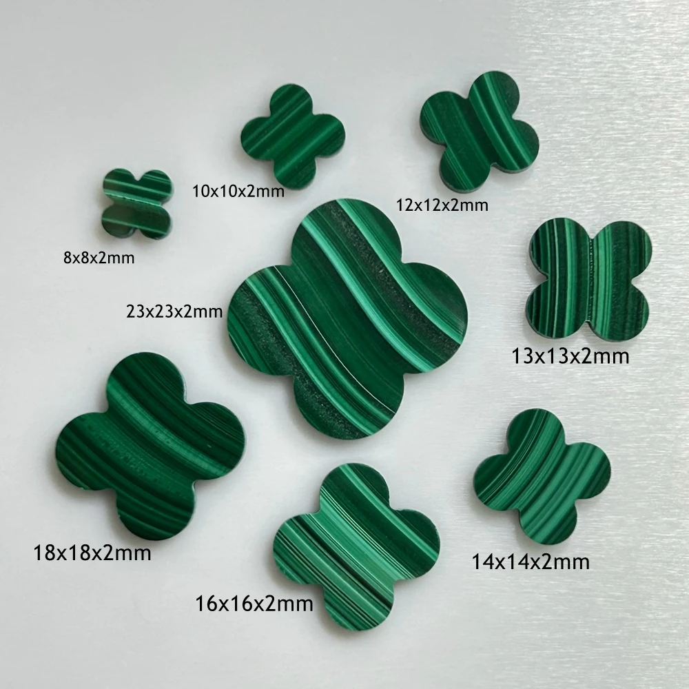 

Mosangna 6mm to 22mm 50pcs Natural Green Malachite Stone Four-Leaf Clover