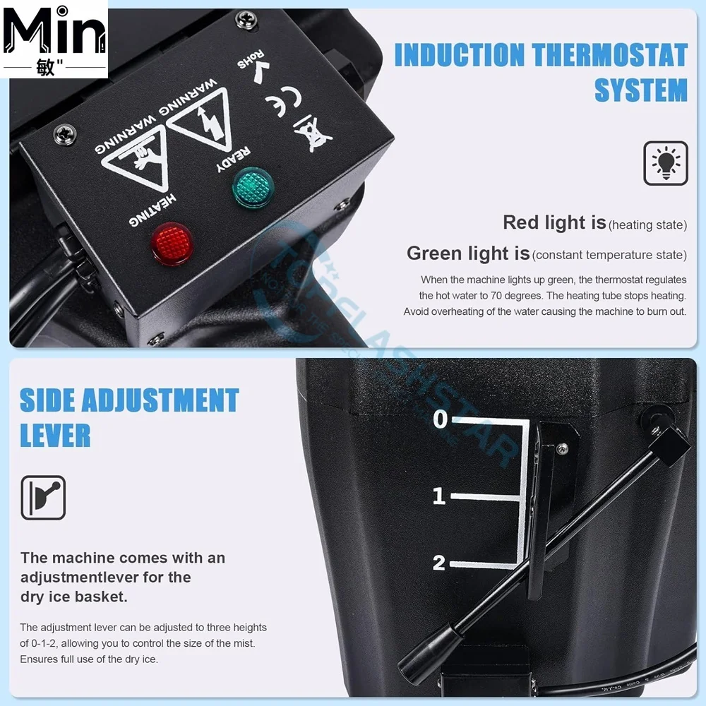 3500W Portable Dry Ice Low Lying Fog Machine Heavy Density Ground Smoke Effect Equipment for Wedding Stage Dance Party Event