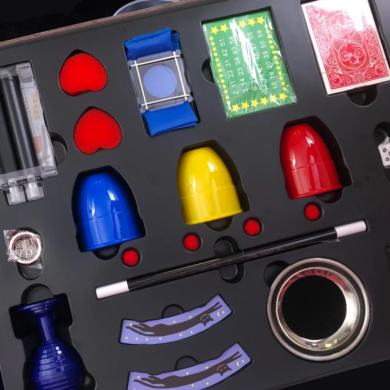 高品質マジックキャッスル子供用おもちゃパズル小道具キッズギフトボックスセットデラックスカップアンドボールダイス手品おもちゃ