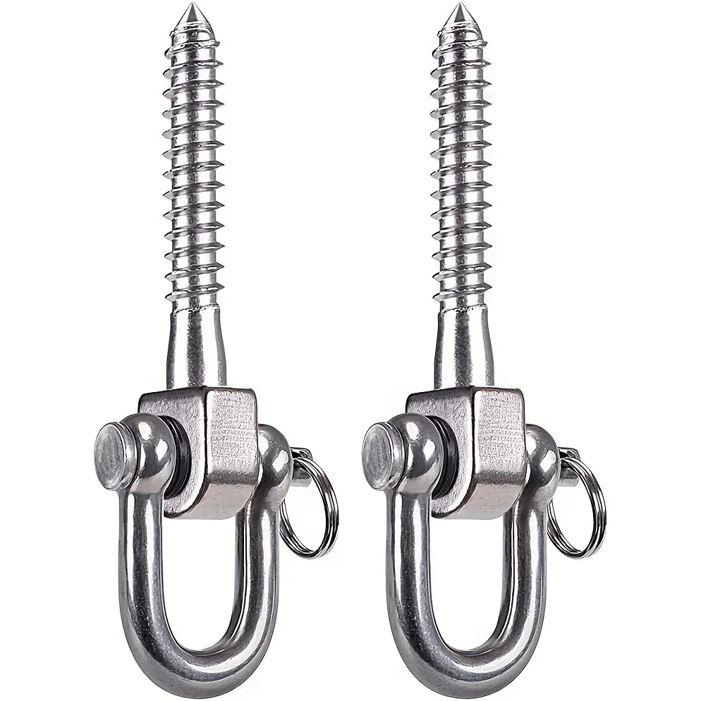 

2pcs Swing Hooks, 180° Swing Screw Hangers, 1.57*4.72inch Stainless Steel Swing Hook, 1763.7LB Load Capacity Playground Hammock