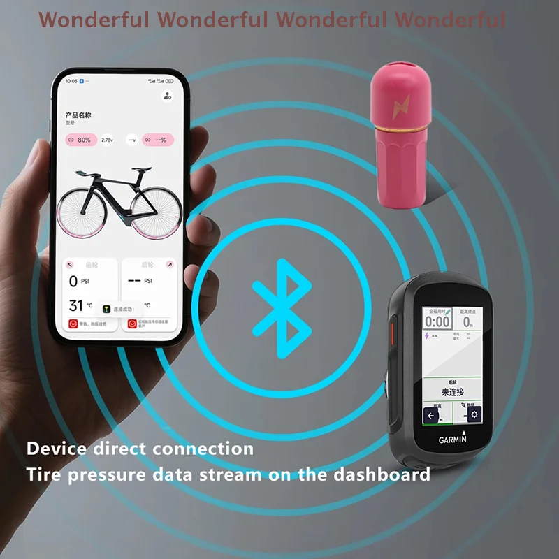 TPMS T1 Bicycle Tire Pressure Monitoring System, 2 per box, Wireless Air Pressure Detector