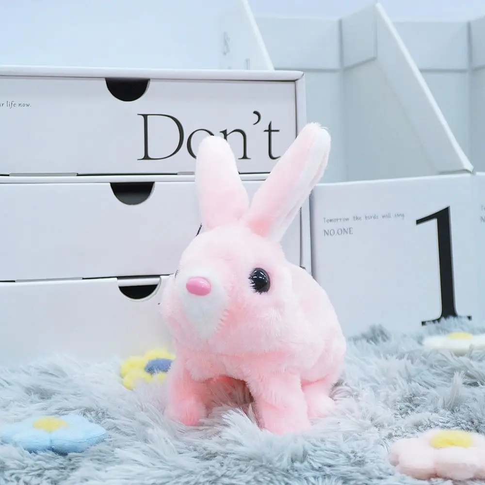 Simulated Bunny Plush Doll Walks and Makes Sounds Soft Fur Electric Rabbit Plush Toy Interactive Unique