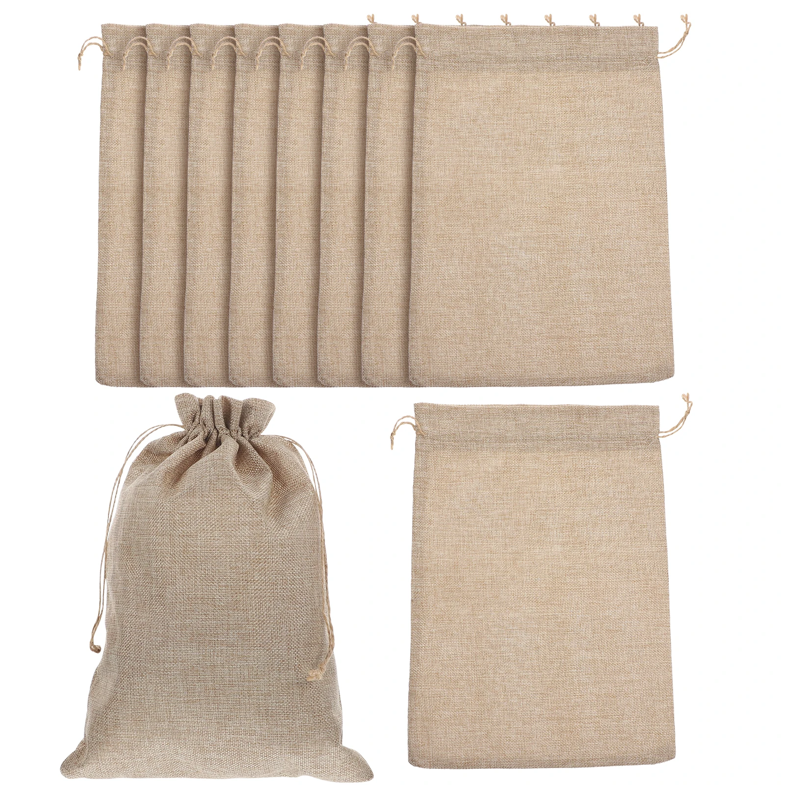 

10 Pcs Gift Summer Gift Bags 10x14 Inch Drawstring Packaging Birthday Wedding Party Cotton Linen Bags Bulk Small