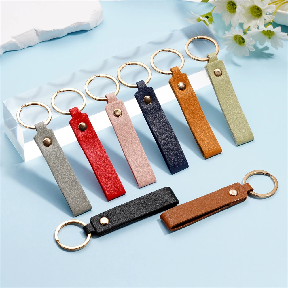 5pcs/lot PU Leather Keychain Business Gift Leather Key Chain Men Women Car Key Strap Waist Wallet Keyring For DIY Jewelry Making