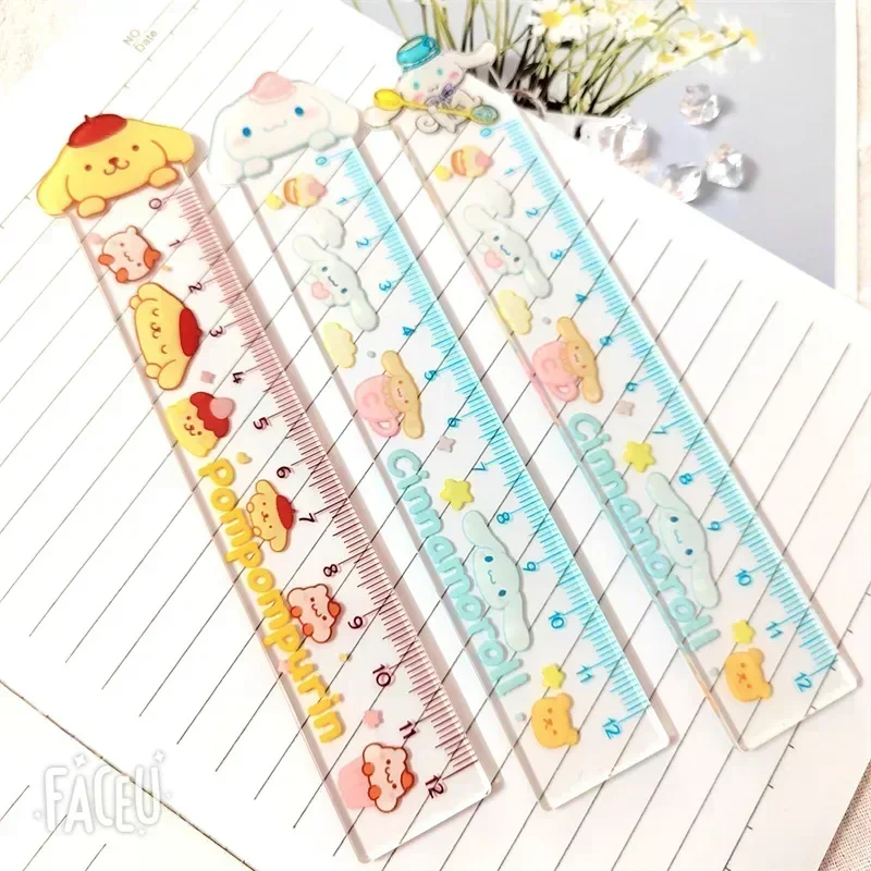 Sanrio New Ruler Melody Kuromi Hello Kitty School Supplies Cute Transparent Acrylic Kawaii Cartoon Anime Stationery Girls Gift