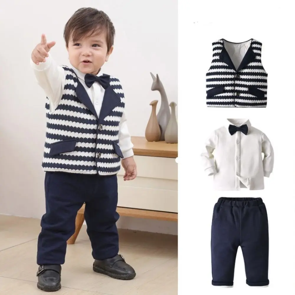 Baby Boy Winter Clothes Set/Thickened Warm 3-piece Boy Suit /Baby Boy Birhday Party Suit3271