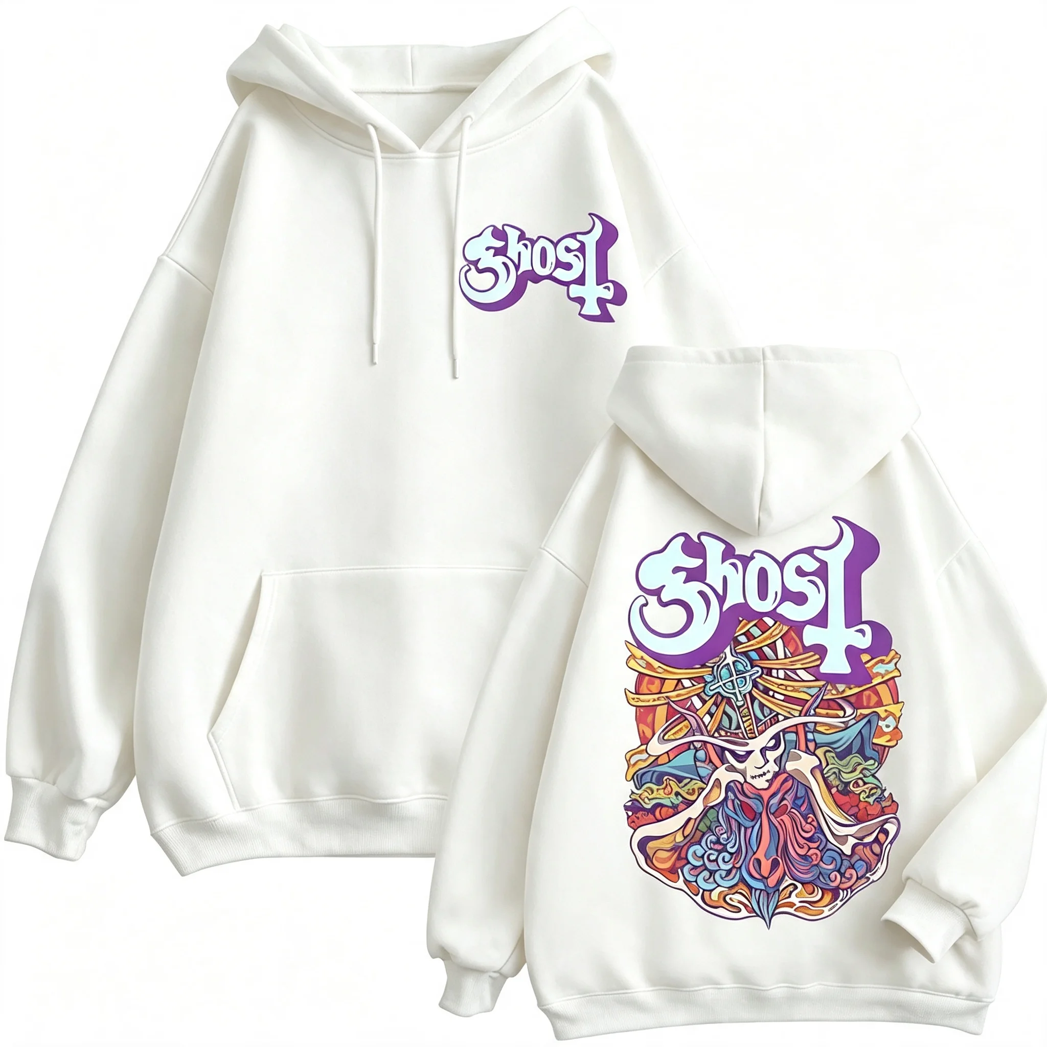 Ghost Band Grafik-Reißverschluss-Hoodies für Männer und Frauen, Modische Y2k Oversized Zip-Up Sweatshirts, Gothic Rock Hip Hop Pullover, Streetwear – Detail 15