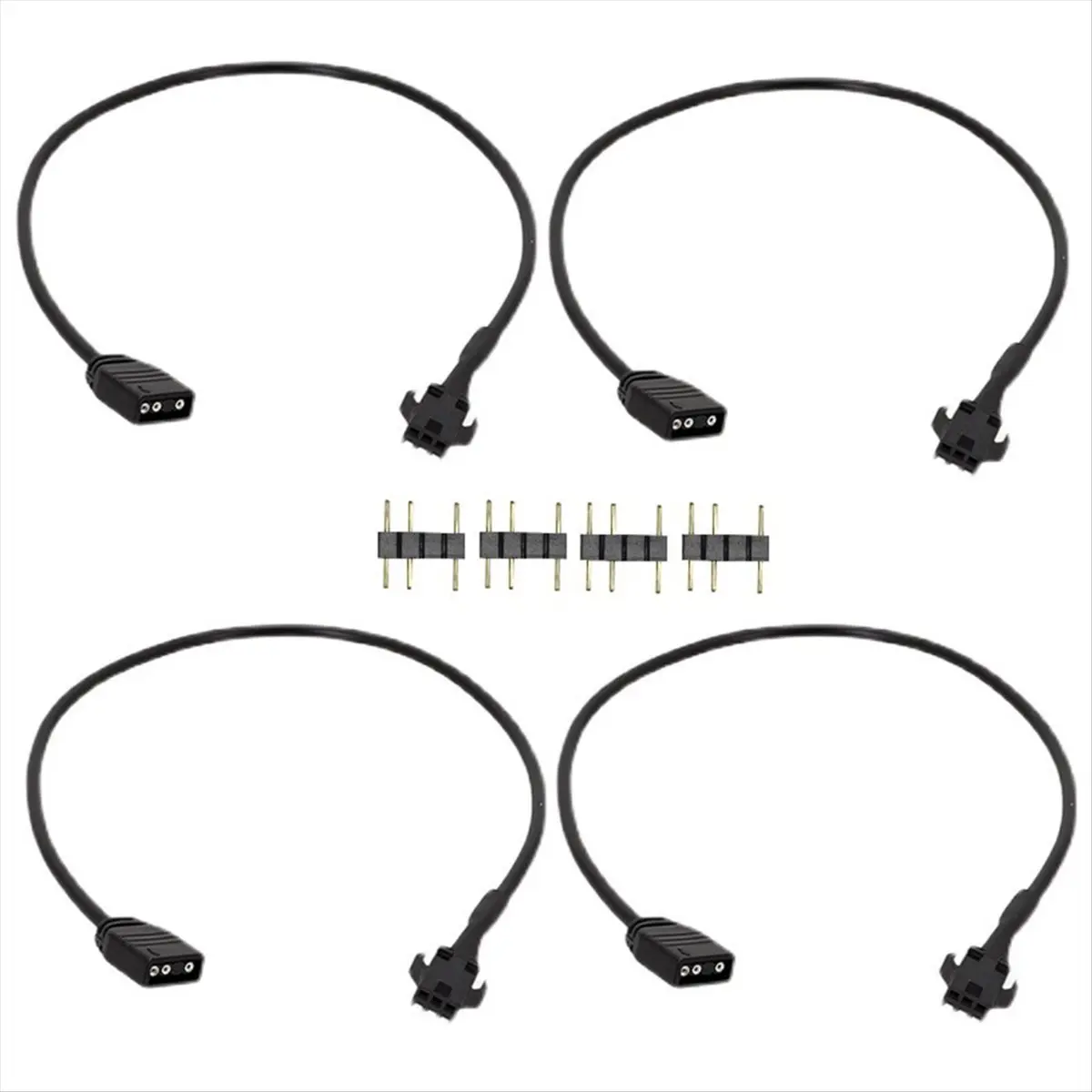 A46U 4Pcs RGB Extension Cable 5V 3-Pin to SM 3Pin Female ARGB Connector Addressable Adapter Cable for RGB Fan,PC LED Strip