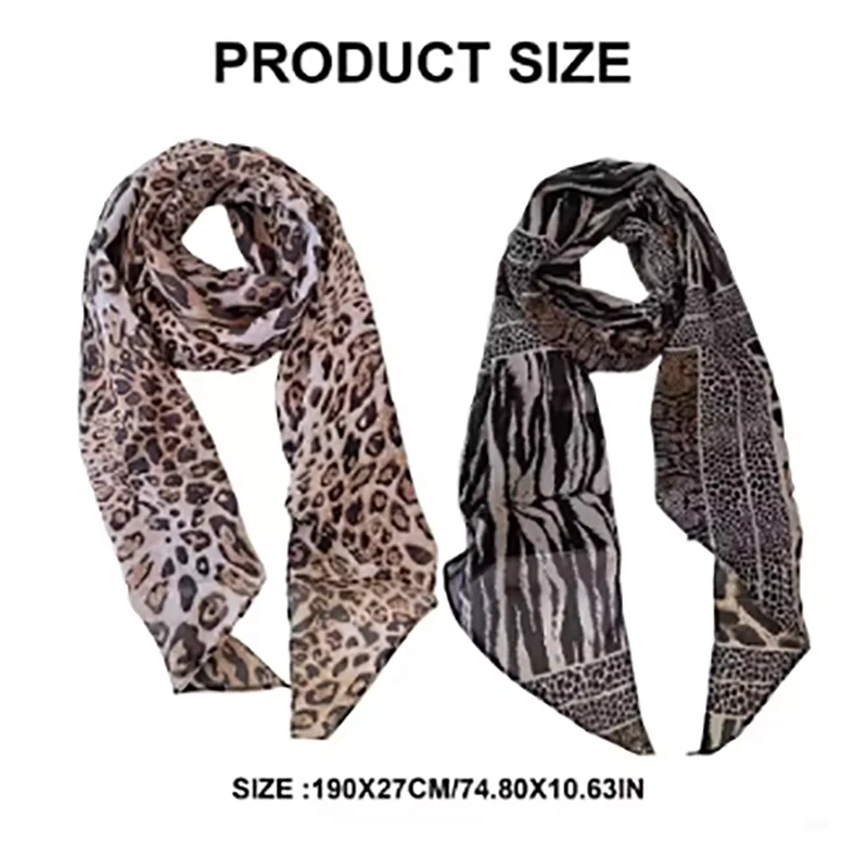 ليوبارد صغير طويل وشاح حريري المرأة الشيفون حزام شتاء دافئ يندبروف Y2k غير النظامية وشاح النفايات العالم الشرير لحزب ملهى ليلي