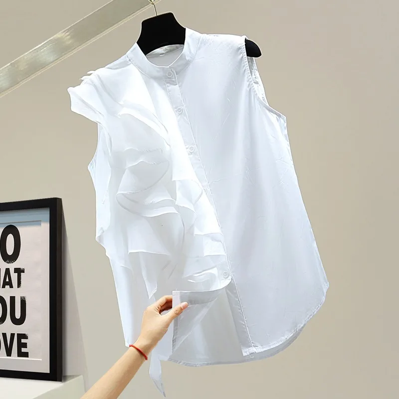 

Свободный крой с воротником-стойкой irt, женский летний модный топ с оригинальным дизайном в полоску в стиле пэчворк, корейский повседневная одежда