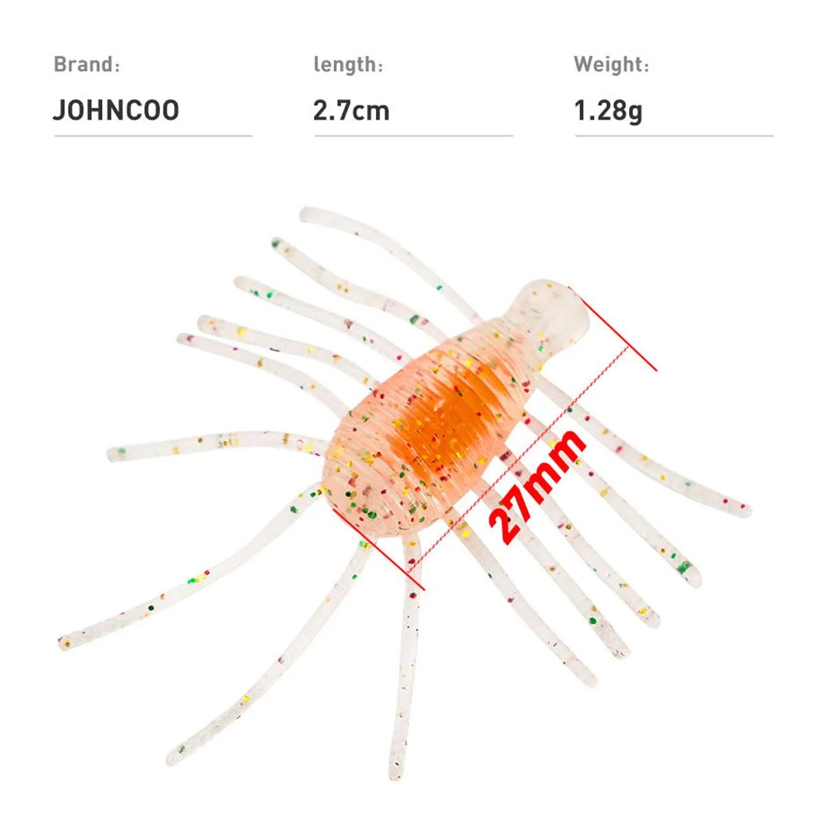 Johncoo Fishing lure floating worm lure 2.7cm 1.28g Small lure for trout Floating insect lure and Ajing fishing lure 20pcs/ box