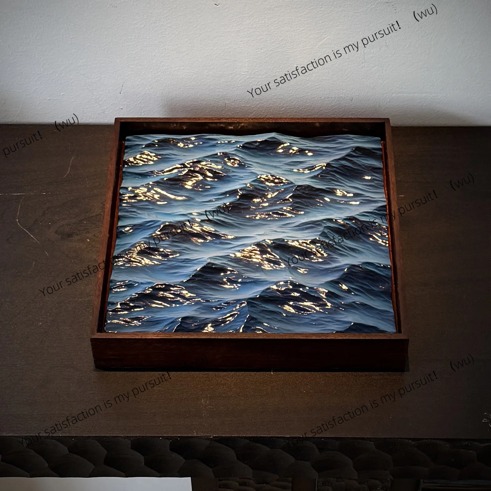 Blue wave plaster ornament wall study office desktop decoration gift