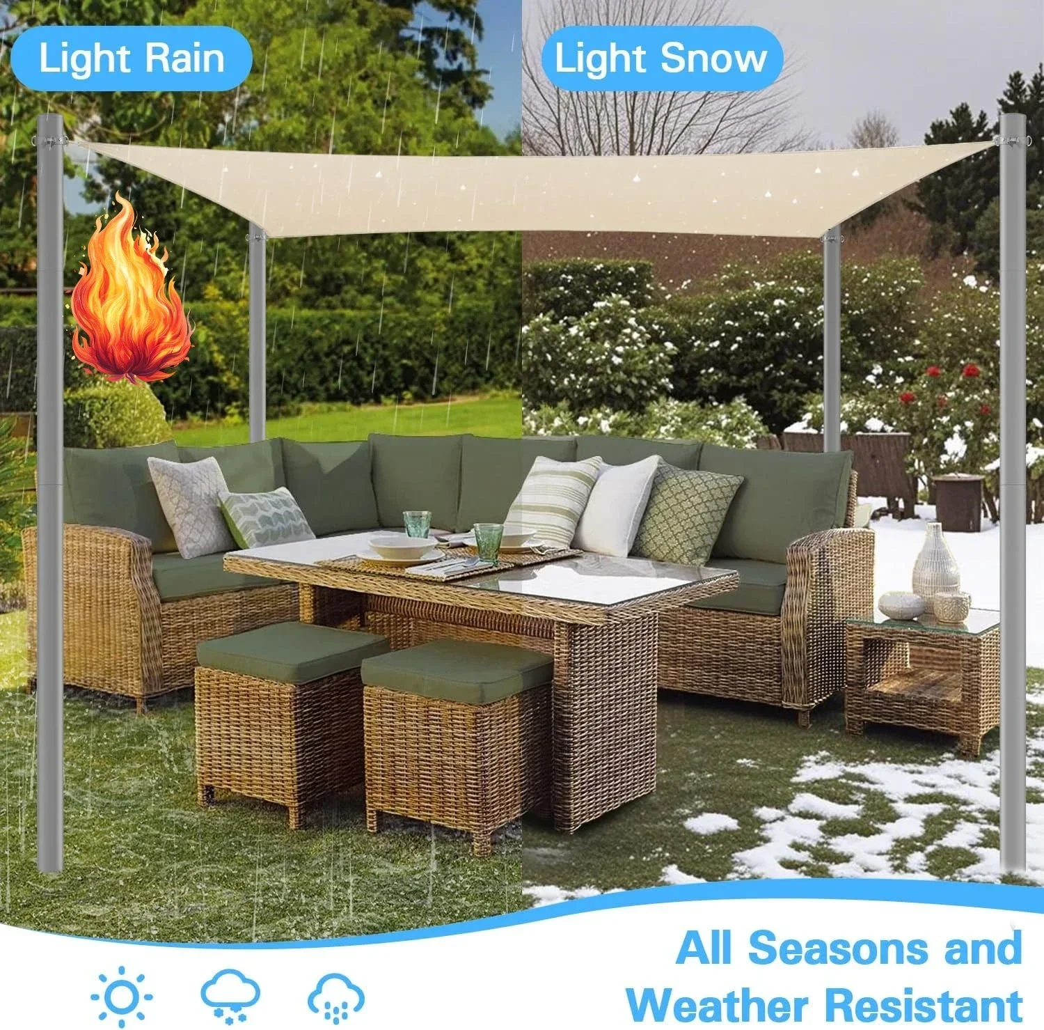 

Опоры для тентов, 12-футовые опоры для солнцезащитных тентов со спиральным креплением, сверхпрочные опоры для тентов с D-образным зажимом для сада и двора