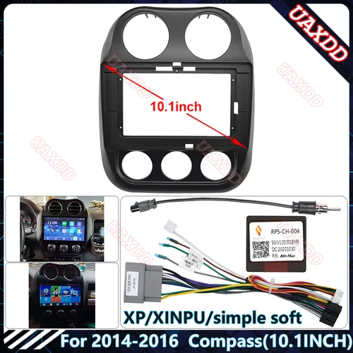 Coche DVD CD MP3 Radio Android estéreo para JEEP Compass 2014-2016 pantalla de audio de 10,1 pulgadas reproductor de vídeo multimedia marco de cable de arnés