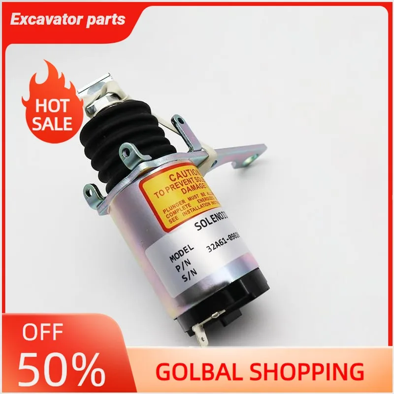 

32A61-09020 Shut Off Solenoid Valve 24V For E306 E307 E308B E308C E308D 4M40 Engine Replecement Excavator Parts