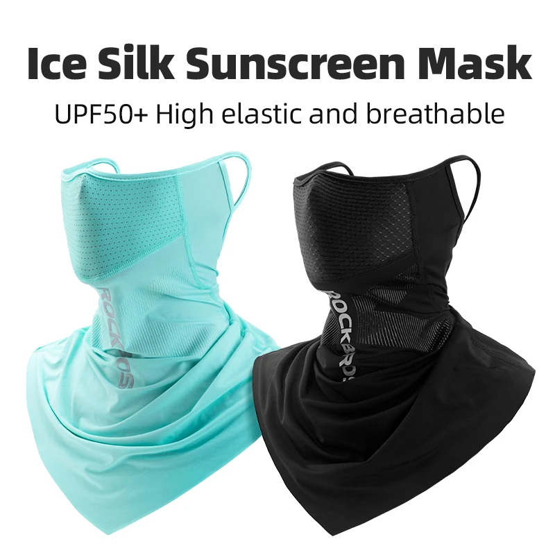 ROCKBROS Ice Silk Cycling Face Mask UV Sun Protect UPF50+ Summer Breathable Collar Scarf MTB Road Motorcycle Bike Bicycle Mask