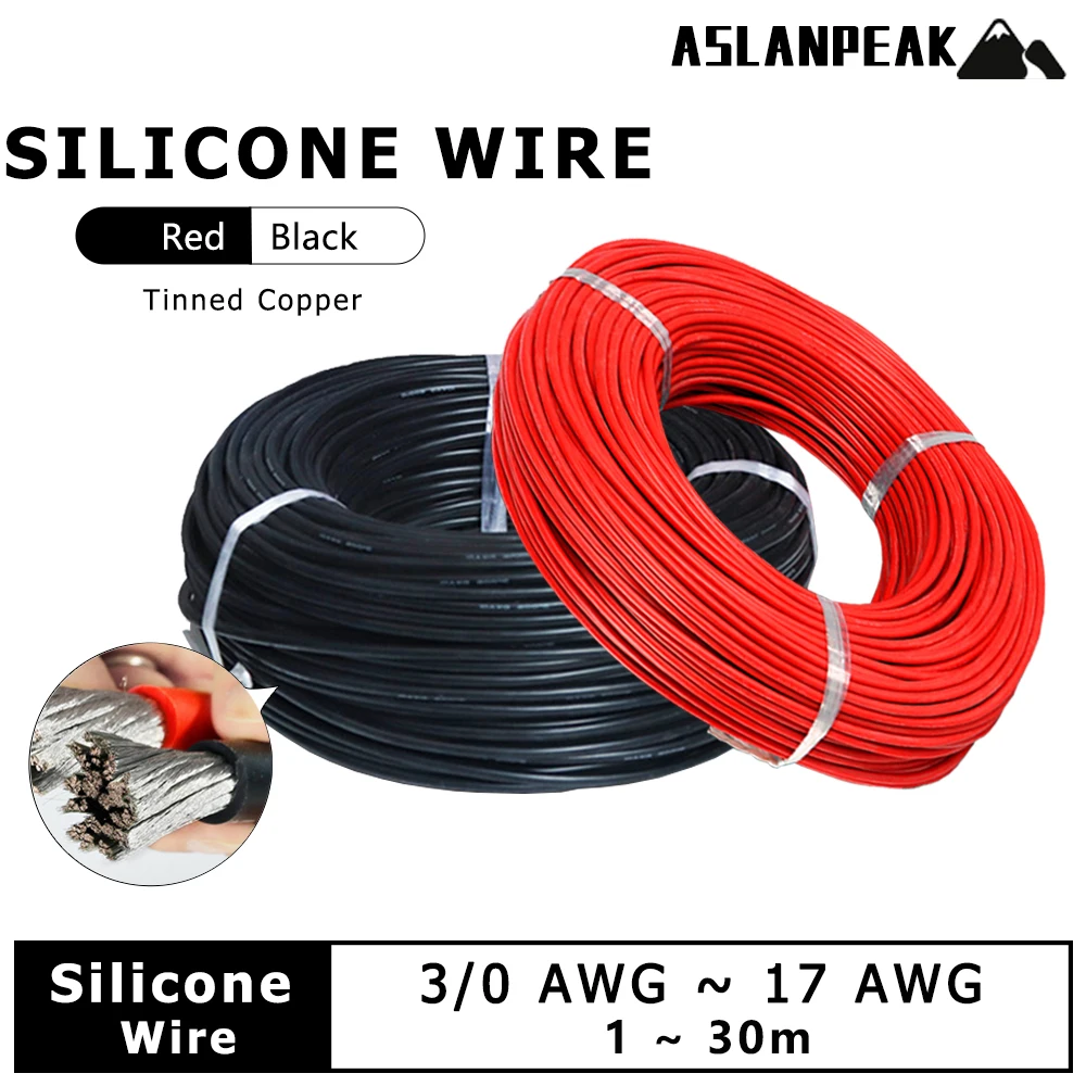 

Black Silicone wire Red Silicone cable Electric Extension cable Super soft Electrica wires High temperature Tinned copper wire