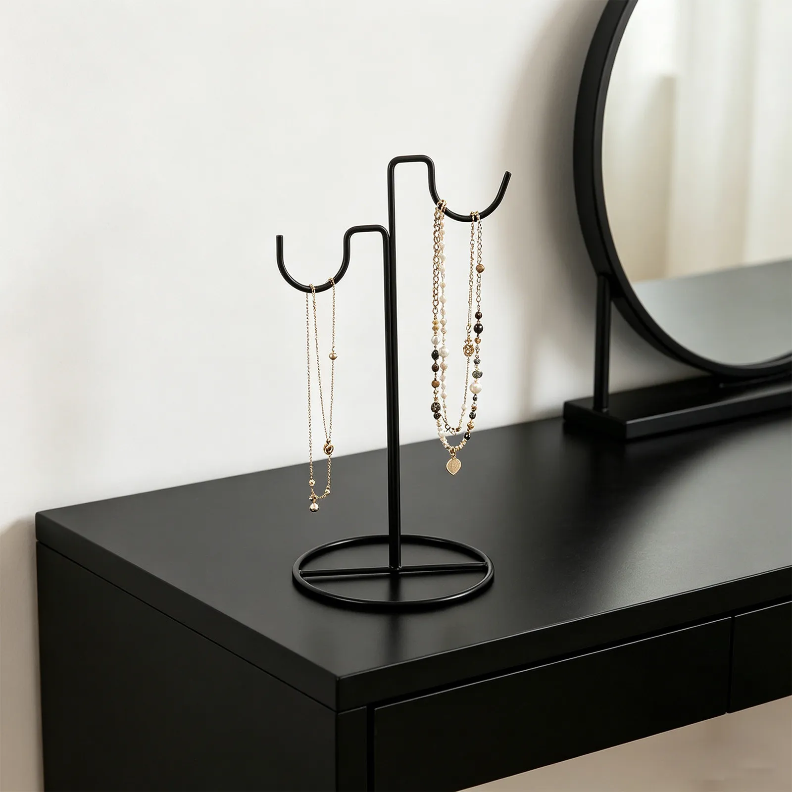 Metal Necklace Organizer Holder Stand Matte Finish Tabletop Jewelry Display Holder Necklace Bracelet Hanger Scratch Resistant