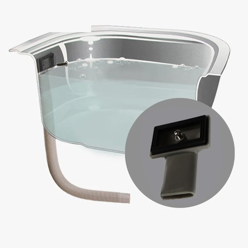 Square Overflow Head for Kitchen Sink Drain Assembly with 460mm Flat Pipe PP Construction Gray 63.8 x 40mm Spec