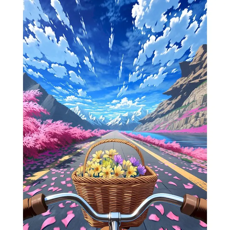 GATYZTORY Bicycle Paint By Numbers Unframe Diy Idea Landscape Abstract Art Supplies Digital Oil Number Painting Kits