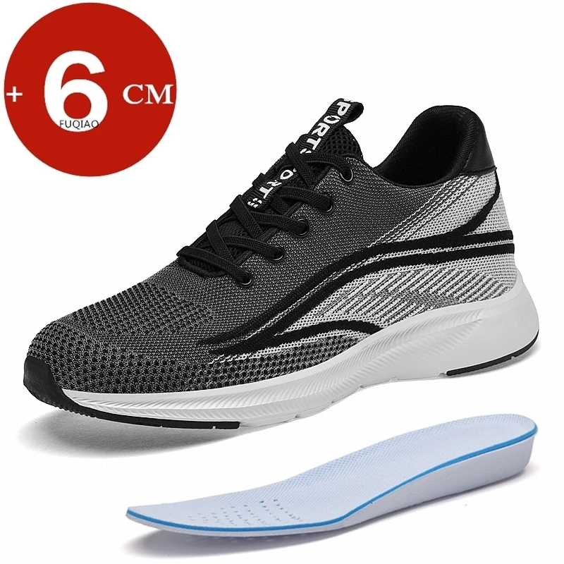 

6CM Invisible Height Increasing Shoes For Men Summer Breathable Lightweight Sneakers Anti Slip Comfort Casual Elevator Shoes