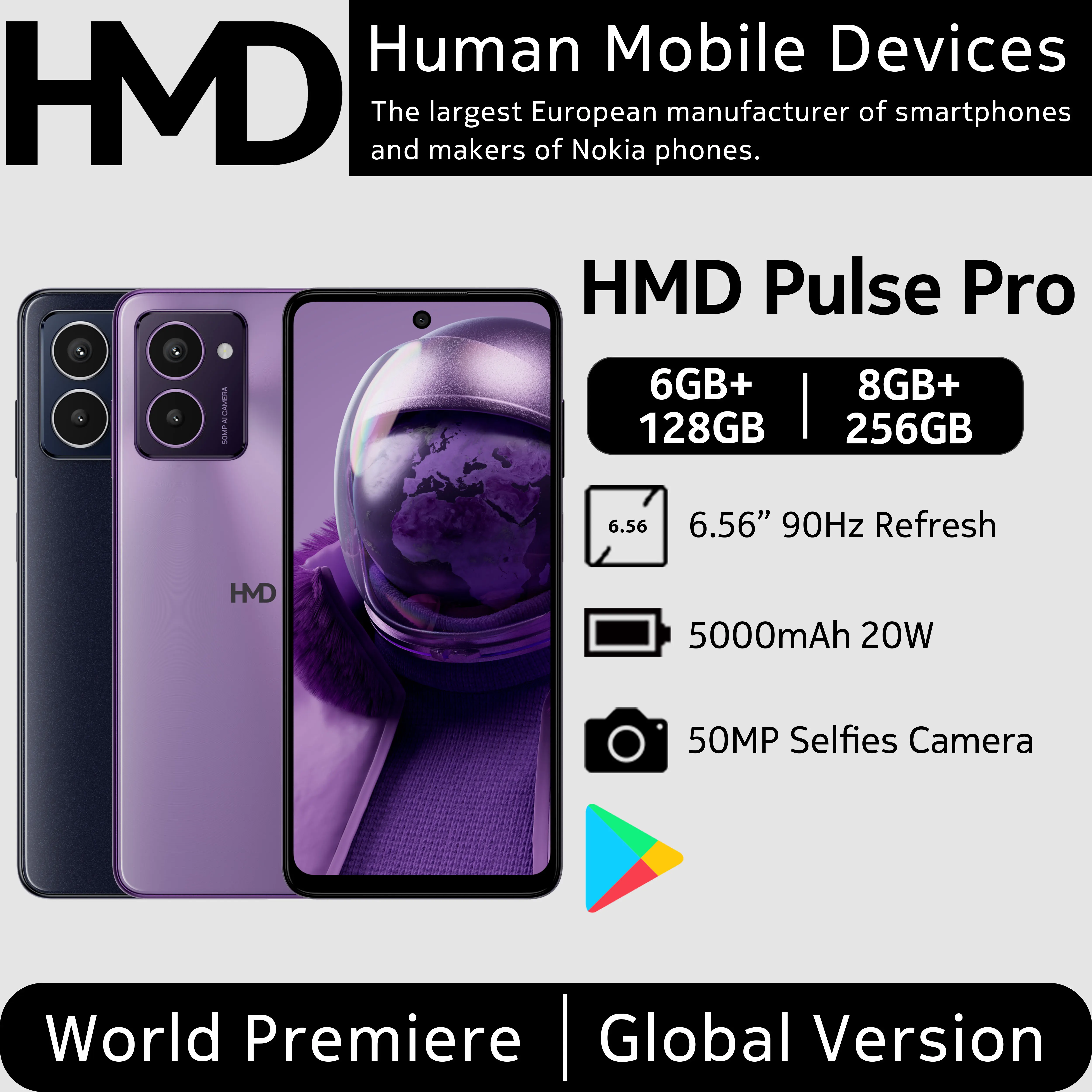 smartphone hmd pulse pro 4g versao global 656 tela 90hz selfies de 50mp camera traseira 5000mah android 14 completo estreia mundial 01