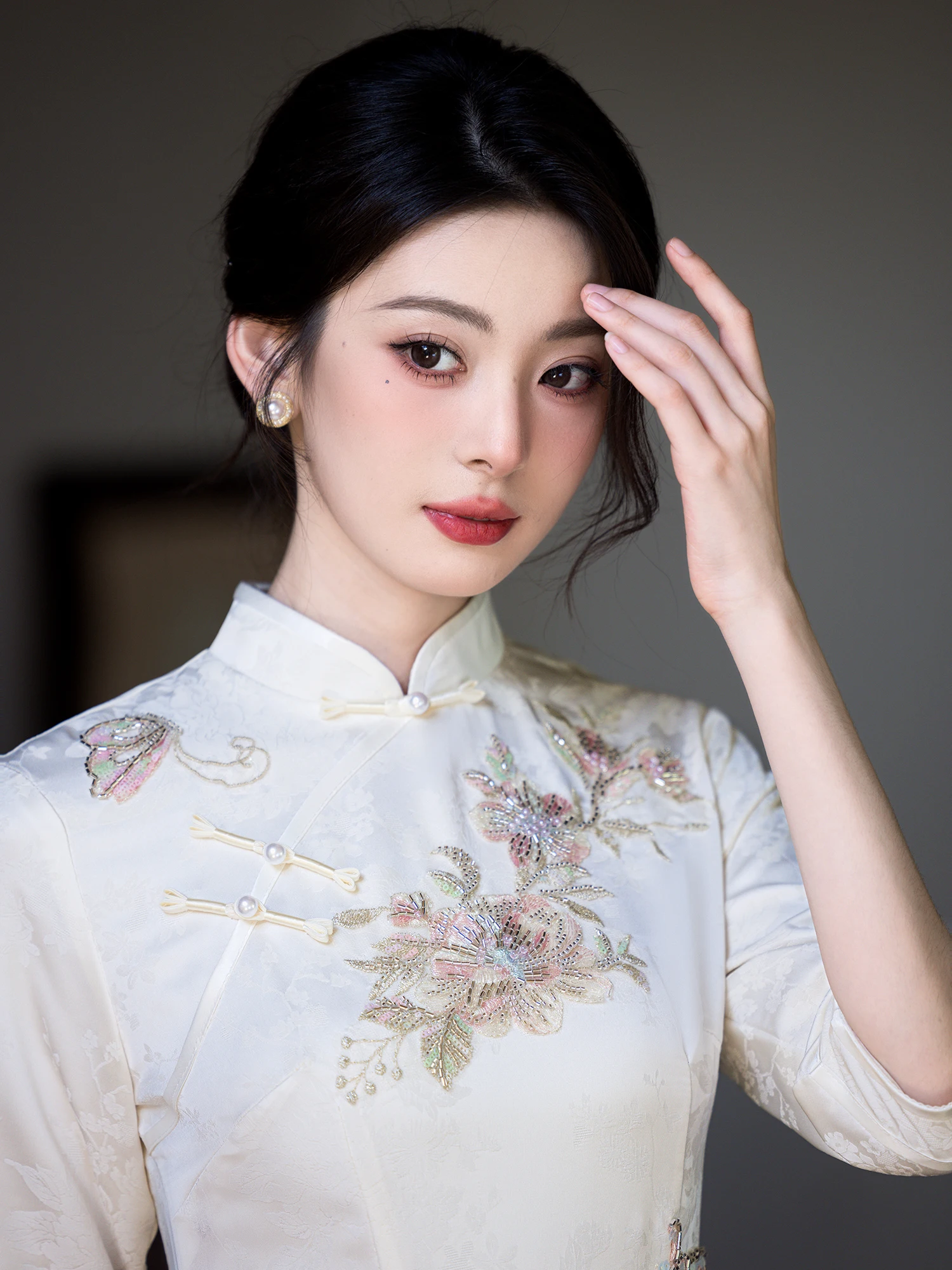 

Embroidered White Mid-Sve New Chinese Sle Wedding Dr for Women Autumn New Sle Cusizable Ceremony Dr