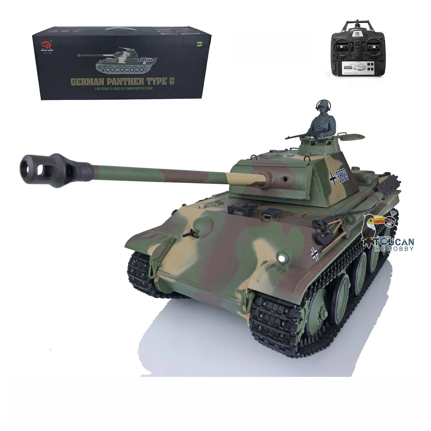 Heng Long 1/16 RC Tank 2.4G 7.0 Plastic 3879 German Panther G RTR BB Pellets Infrared Remote Control Tank Model Toys For Gifts 