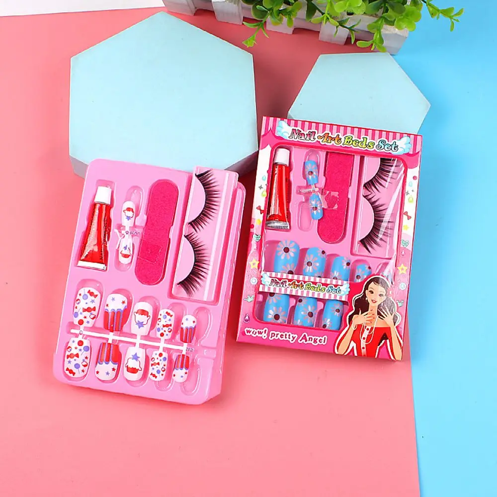 

Decorations Heart Long Strip Shape Manicure Tools Children Cartoon Fake Nails False Eyelashes Nail File Full Cover False Nails
