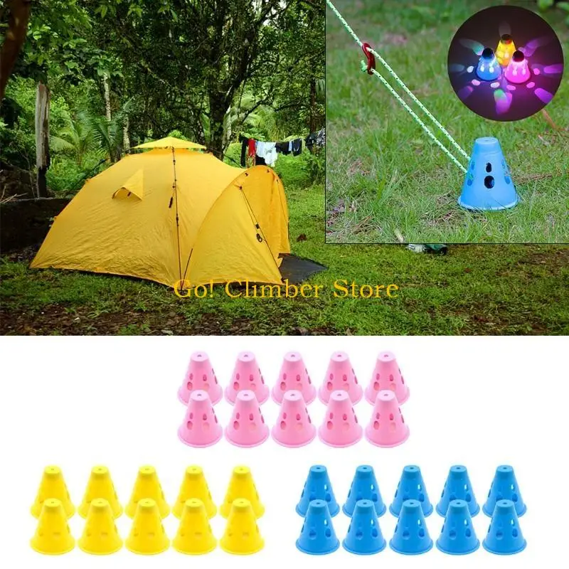 

Q84C 10 Pcs Tent Warning Cover Multicolor Luminous Multifunction Night Camping Peg Decoration Protective Cap Pile