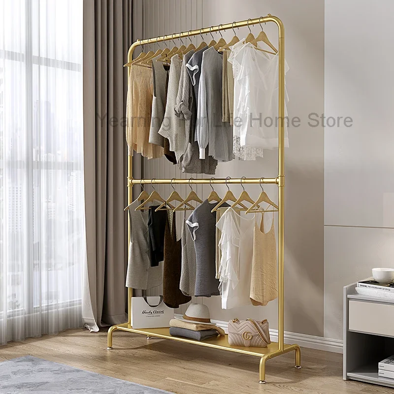 Space Saver Heavy Duty Clothes Rack Storage Bedroom Gold Clothes Hanger Floor Stand Balcony Mueble Recibidor Modern Furniture