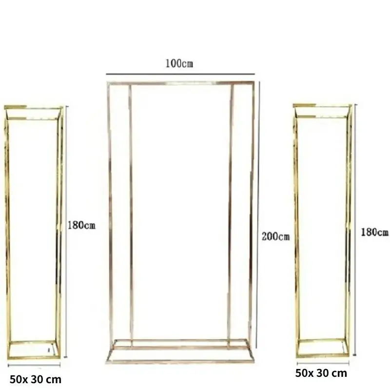 3PCS Metal Frame Flower Arch Backdrop Cake Table For Wedding Birthday Baptism Party Dessert Table Decoration Grand Event Props