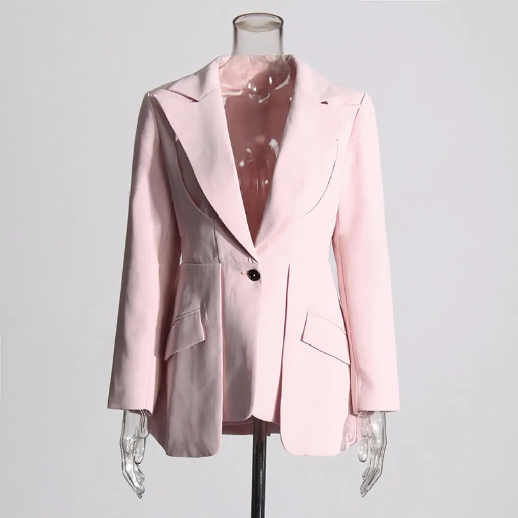 

Women's European And American Style Deconstructed Suit Jacket High-End Small Fit Patchwork Cut-Out Waist Autumn New