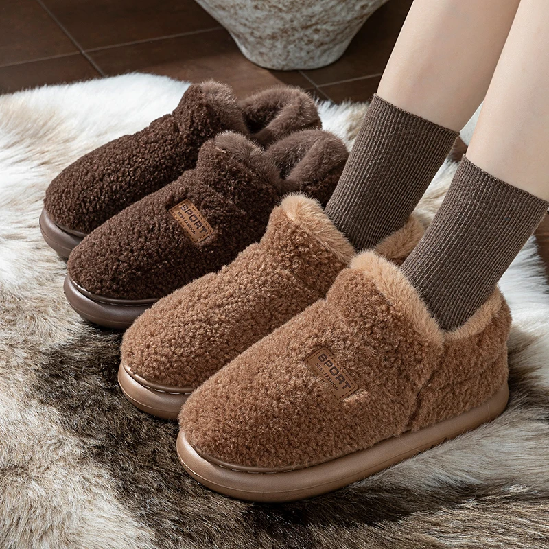 Comfort Lambswool Non Slip Thick Sole Snow Boots Women Winter 2026 Plus Size 45 Warm Plush Ankle Boots Women Furry Short Booties