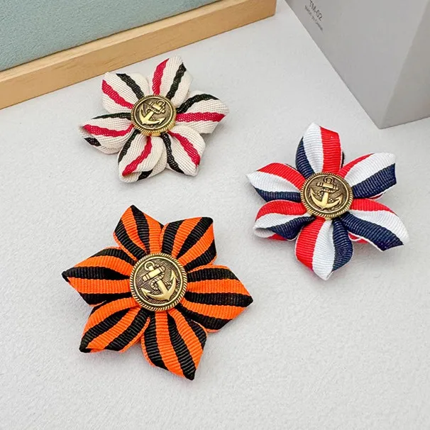 Cross border fashion collar accessories, bow tie chest flower jewelry, ribbon hand sewn flower brooch
