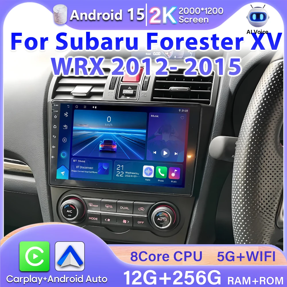 Android 15 Carplay For Subaru Forester XV WRX 2012- 2015 Screen GPS Navigation Car Radio No 2din Video Stereo Multimedia Player