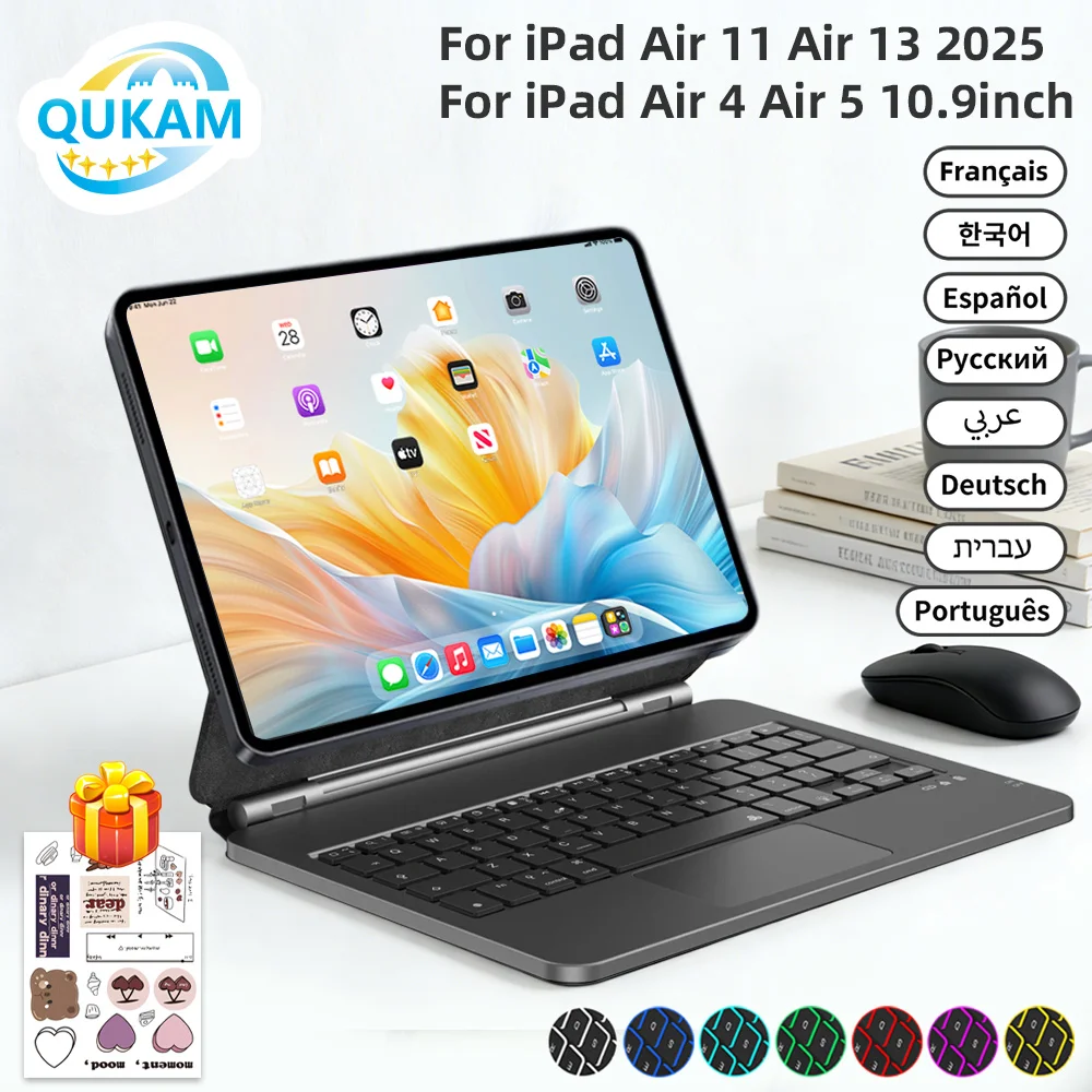 

Magic Keyboard for iPad A16 11th 2025 Magnetic Smart iPad Case for iPad 10th Gen Pro 11 12.9 13 M2 M3 Air 4 5 6 Backlit Keyboard