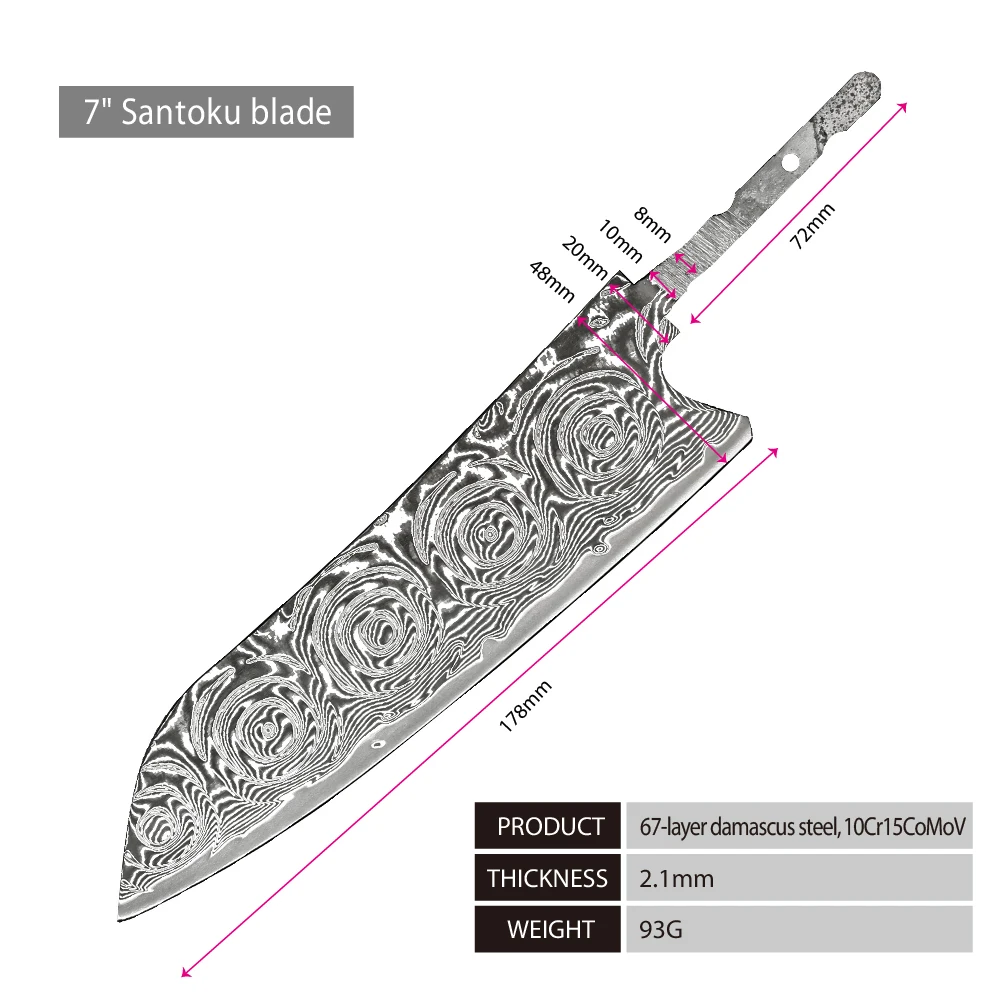 العنبر روز نمط VG10 دمشق الصلب شفرة المطبخ سكين الطاهي kiritsuke nakiri santoku اليابانية صغيرة لتقوم بها بنفسك شفرة