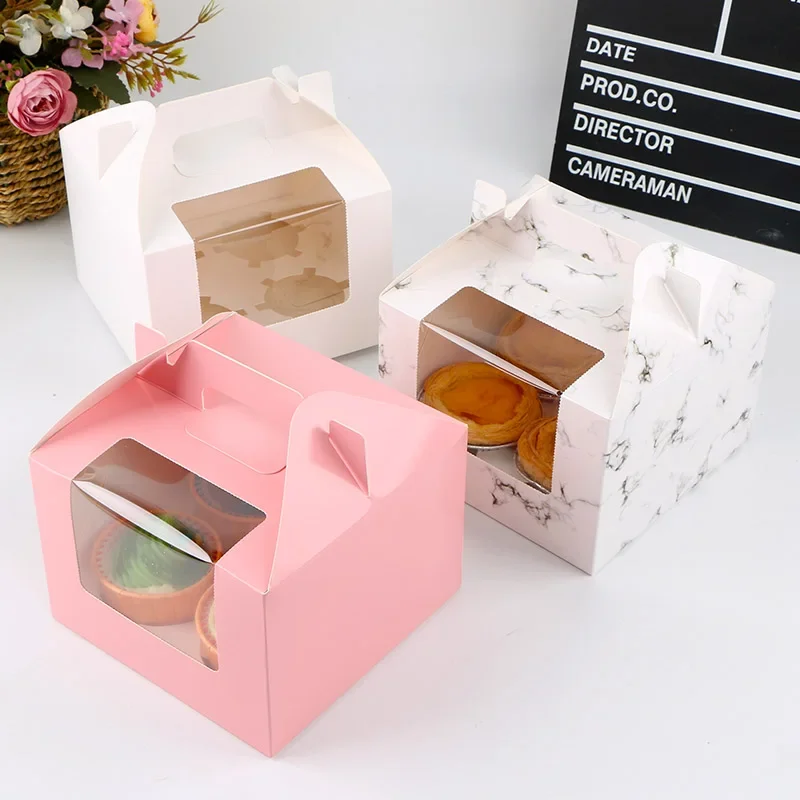 5/10/20pcs Transparent Window Muffin Cupcake Packaging Box Cup Cake Paper Box