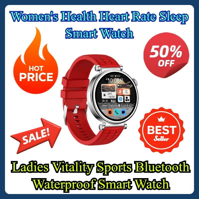 Ladies Vitality Sports Bluetooth Waterproof Smart Watch Women's Health Heart Rate Sleep Smart Watch