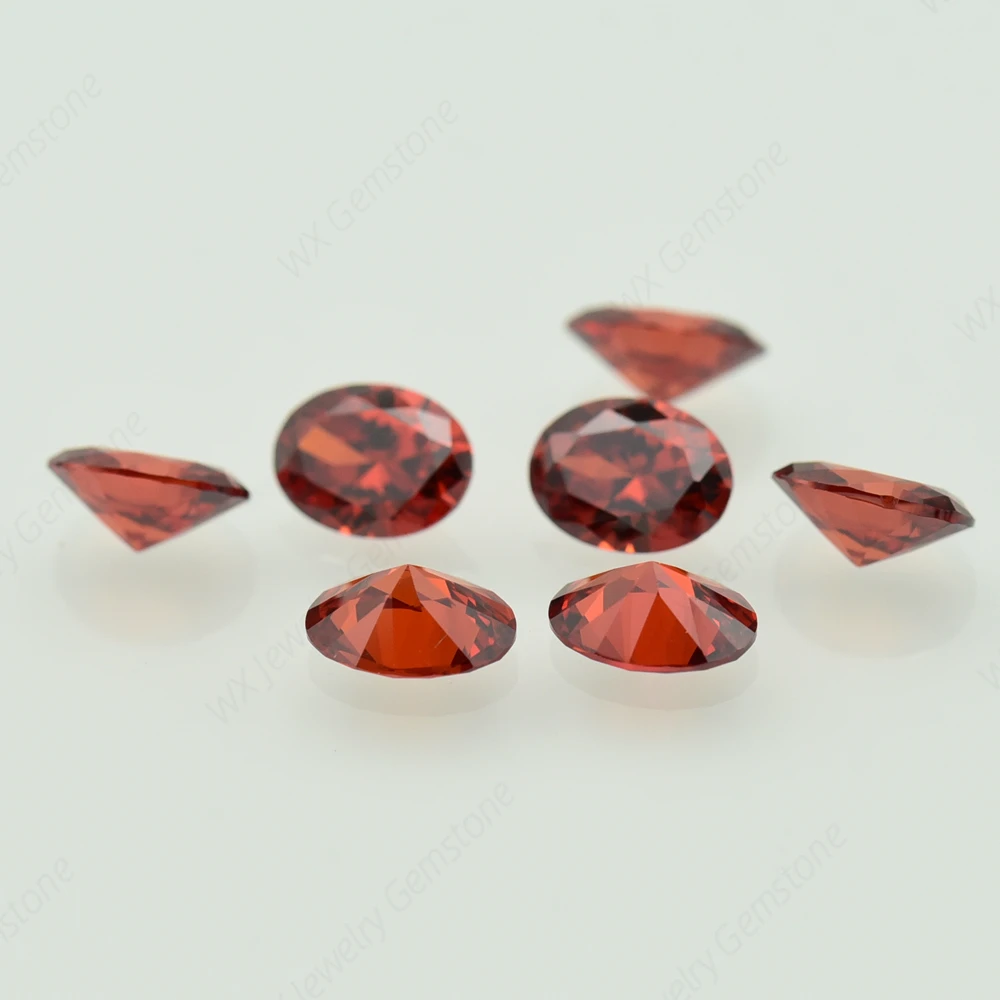 Oval Shape Cut Size 2x3~18x25mm 5A Garnet CZ Stone Synthetic Gems Loose Cubic Zirconia For Jewelry Wholesale High Quality