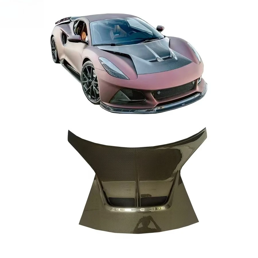

Wholesale For Lotus Emira Dry Carbon Fiber V Style Engine Front Bumper Hood Body Kit Car Body Kit