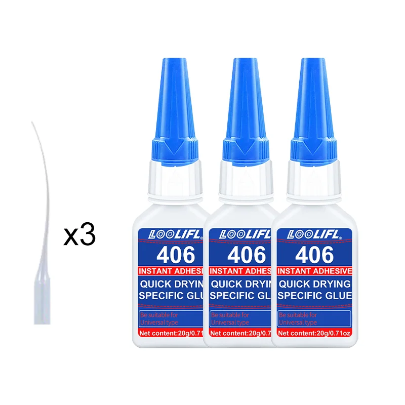 LOOLIFL Nieuwe 406 Super Instant Lijm Cyanoacrylaat Super Lijm 10 Seconden Sneldrogende Lijm Voor Keramiek Hout Quick Fix Gereedschap