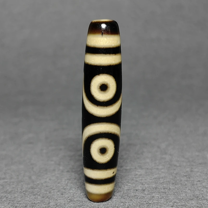 YIZHU CULTUER ART Magic Tibetan Old Agate 3Eye Totem dZi Bead Amulet Pendant 58*13mm