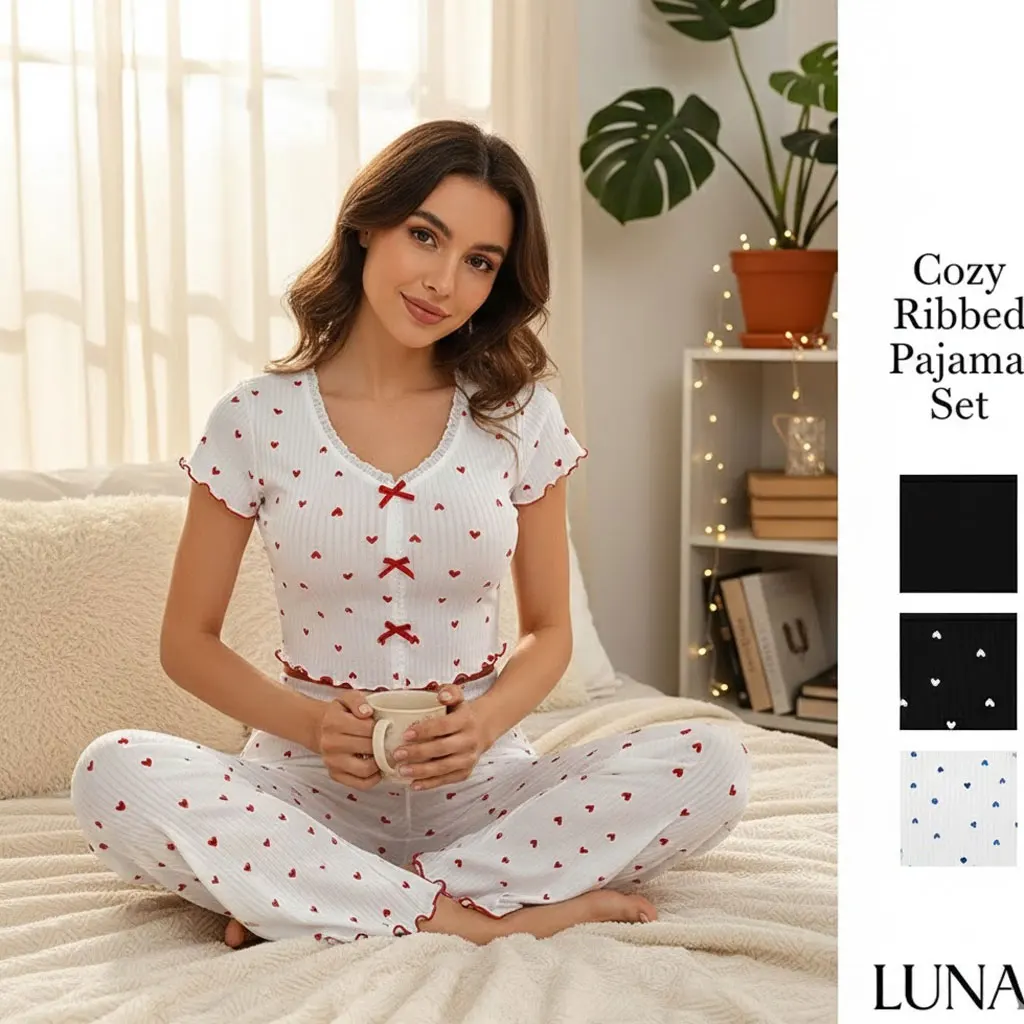 

Комплект пижамы из двух предметов с принтом «Любовь», с V-образным вырезом, с короткими рукавами и брюками, повседневная одежда для дома и отдыха, которую можно носить и вне дома