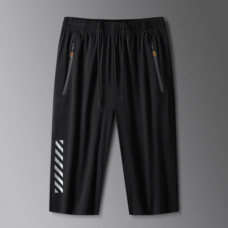 

Summer Thin Men's Casual Sports Crop Pants mid Waist Youth Active Sle Seven-Foot Length Straight Leg Anti-Wrinkle Nylon