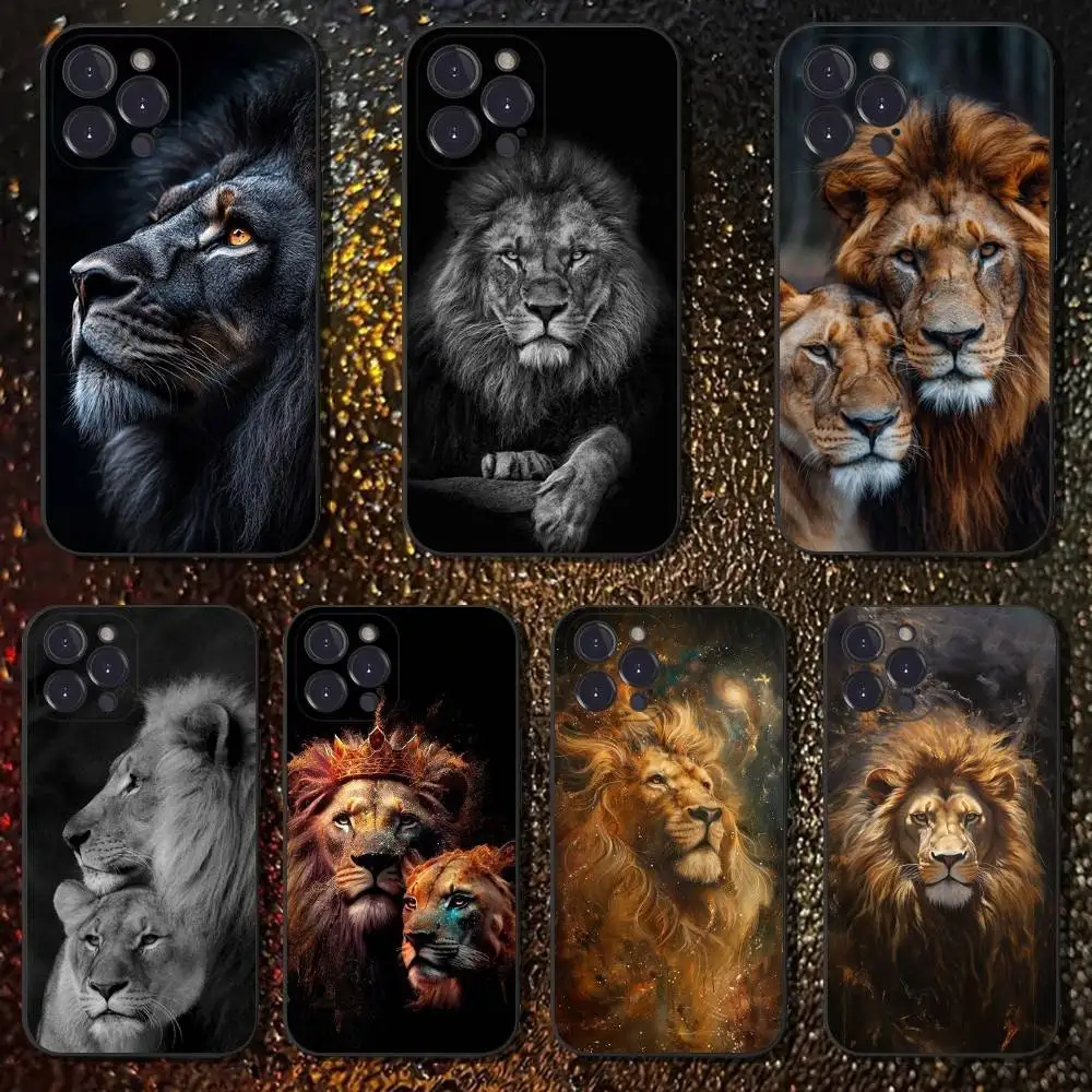 

The Lion Phone Case For iPhone 16,15,14,13,12,11 Plus,Pro Max,XS,X,XR,SE,Mini,8,7,Soft Silicone Black Cover